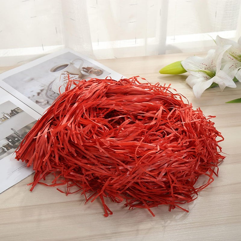JINZOFLY Raffia Paper Shreds, 100g Shredded Paper for Gift Box, Crinkle Cut Paper Shred Filler for Gift Wrapping & Basket Filling(Red) - Image 2
